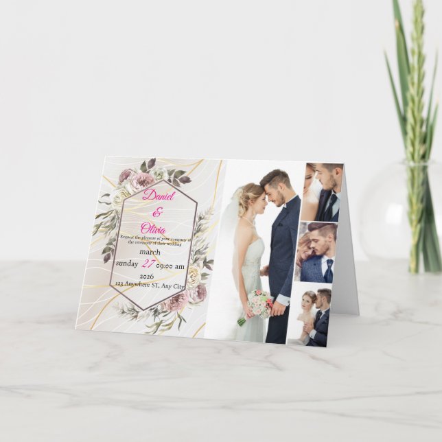 Invitation Elegant Floral Wedding (Devant)