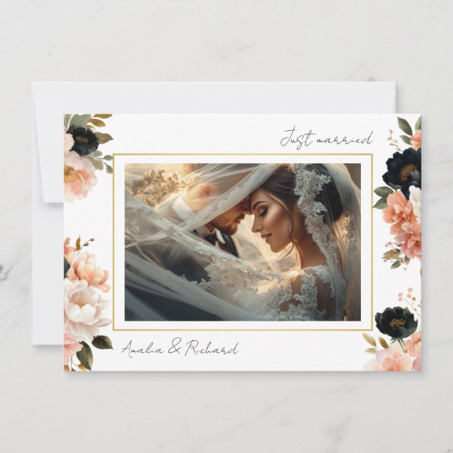 Invitation Elegant Floral Wedding Announcement Card (Devant)