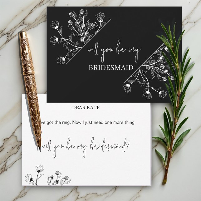 Invitation Elégant Floral "Will to be my Bridesmaid propositi (Créateur téléchargé)