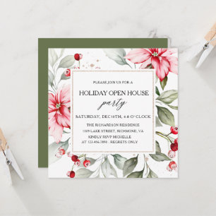 Invitation Élégant Floral Winter Holiday carré
