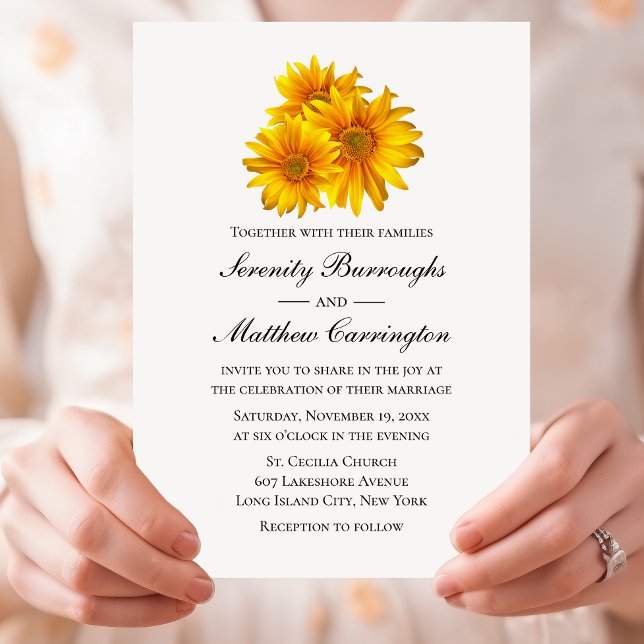 Invitation Élégant Floral Yellow Country Mariage de tournesol (Créateur téléchargé)