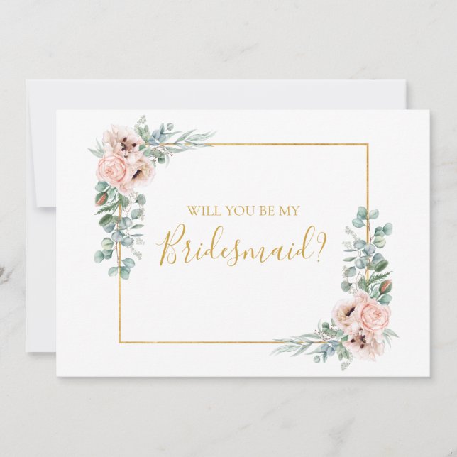 Invitation Élégant flou | Fiche de proposition de Bridesmaid (Devant)