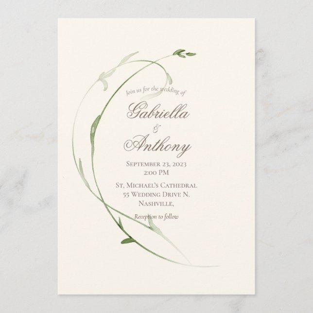 Invitation Elégant Foilage Rustique Feuille Mariage de verdur (Devant)