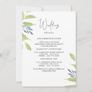 Invitation Elégant Foliage Simple Mariage 2 Hôtels Détails
