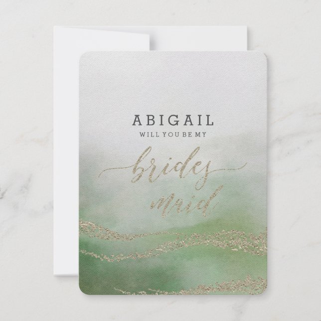Invitation Elégant Foliing Aquarelle Serez-Vous Bridesmaid (Devant)