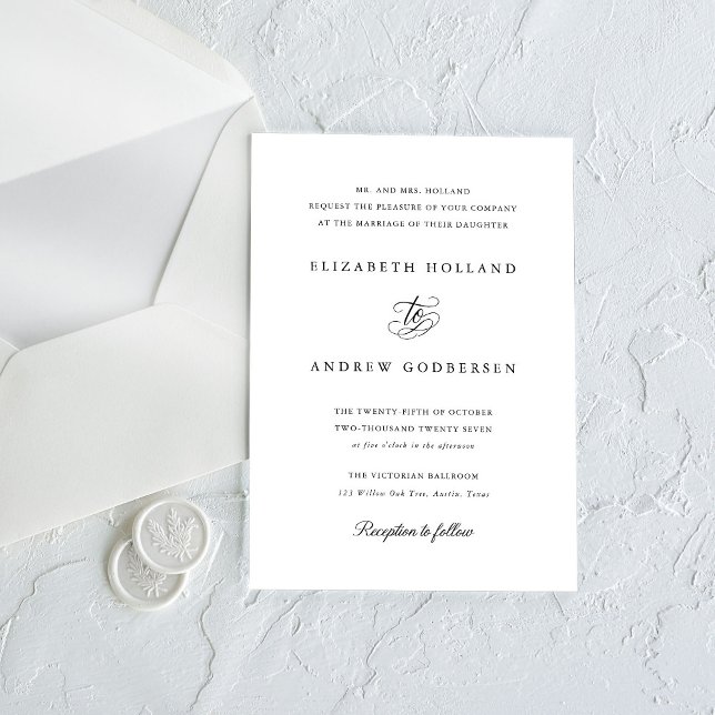 Invitation Elegant Formal Black And White Wedding (Créateur téléchargé)