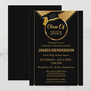 Invitation Élégant Formal Gold College Graduation Party 2025