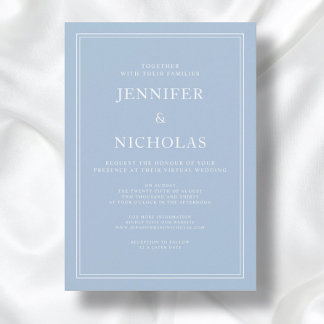 Invitation Élégant Formal Powder Blue Mariage virtuel