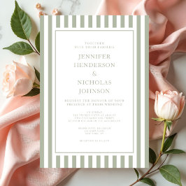 Invitation Elegant Formal Stripes Sage Green Wedding