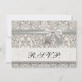 Invitation élégant formel brocart de dentelle en damas blanc