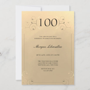 Invitation Elégant Frame Gold 100e anniversaire