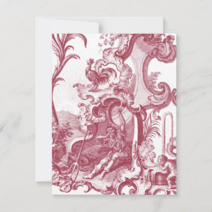 Invitation Elegant French Country Antique Red Toile de Jouy