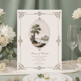 Invitation Elegant French Vintage Chateau Wedding 