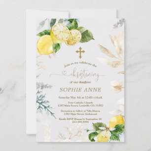 Invitation Élégant Fruits de citron Or Floral Girlly Christen