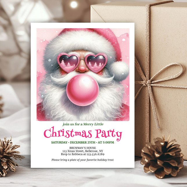 Invitation Elegant Funny Santa Heart Glasses Christmas Invite (Elegant Funny Santa Heart Glasses Christmas Invitation

)