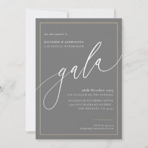 Invitation ELEGANT GALA calligraphie stylisée or gris formel