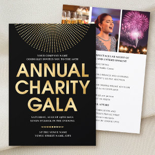 Invitation Elégant Gala Corporate Photo Black Faux Gold