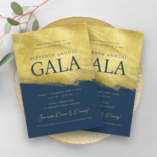 Invitation Elegant GALA Entreprise Business Gold Brush Marine