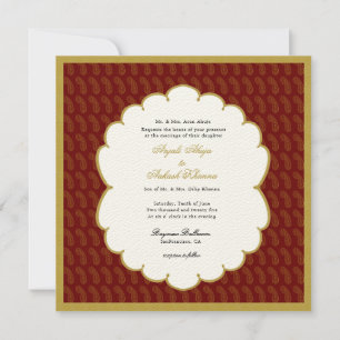Invitation Elegant Ganesh or et rouge mariage indien