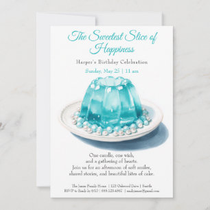 Invitation Elégant gâteau d'aquarelle bleu Anniversaire Invit