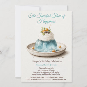 Invitation Elégant gâteau d'aquarelle bleu Anniversaire Invit