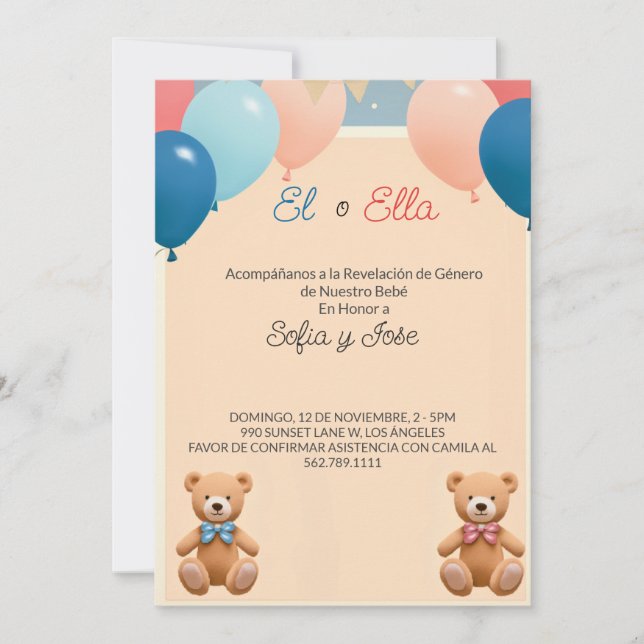 Invitation Elegant Genre Reveillez en Espagnol (Devant)