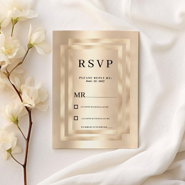 Invitation Elegant geometric champagne gold glam RSVP  (Elegant geometric champagne gold glam RSVP)