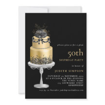 Élégant Glam Cake Florals Or 50e anniversaire Noir