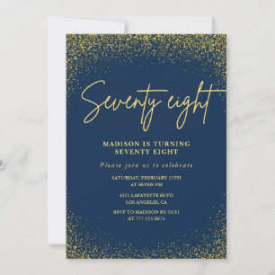 Invitation Élégant Glam Nuit Or Paillettes 78e anniversaire