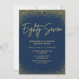 Invitation Élégant Glam Nuit Or Paillettes 87e anniversaire