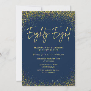 Invitation Élégant Glam Nuit Or Paillettes 88e anniversaire