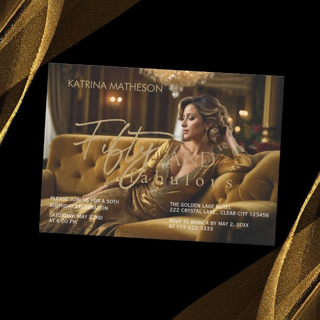 Invitation Elégant Gold 50 et Fabuleux 50e anniversaire (Créateur téléchargé)