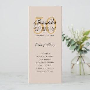 Invitation Elégant Gold 50e Anniversaire Menu Champagne