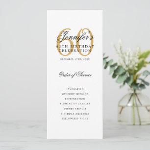 Invitation Elégant Gold 60th Birthday Party Program Menu