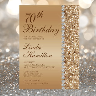 Invitation Elégant Gold 70th Birthday Photo