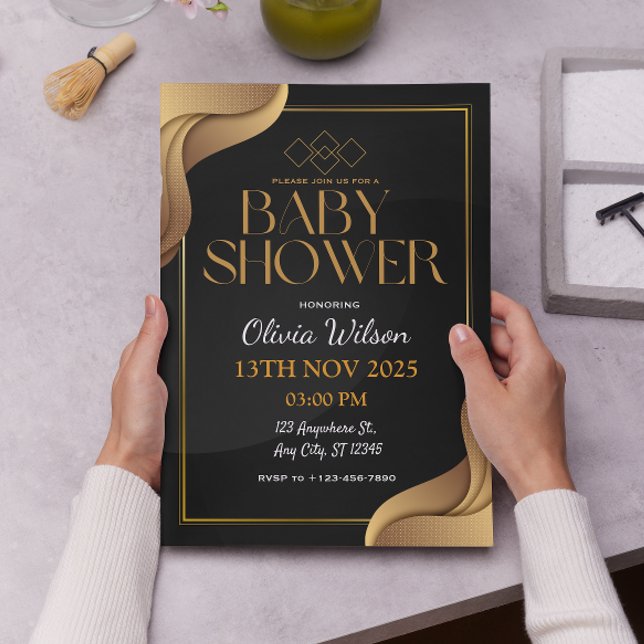 Invitation Elegant Gold Baby shower neutre genre (Créateur téléchargé)