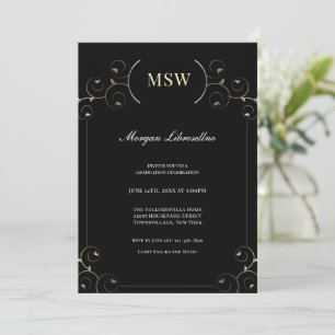Invitation Elégant Gold Black MSW Graduation Party 