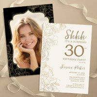 Elégant Gold Black Photo Surprise 30e anniversaire