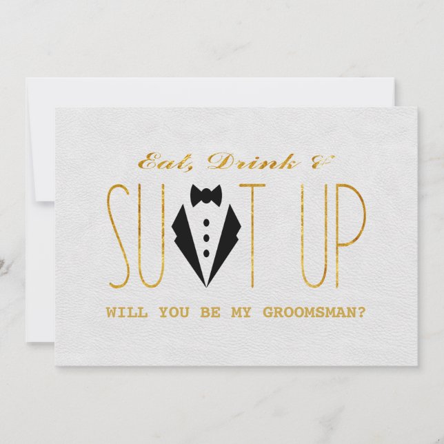 Invitation Elégant Gold & Black VOUS SEREZ MON GROOMSMAN (Devant)