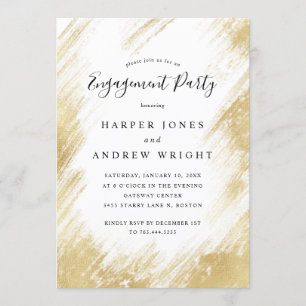 Invitation Élégant Gold Brush Stroke Engagement