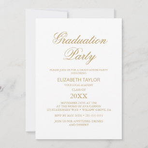 Invitation Elégant Gold Calligraphy Graduation