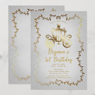 Invitation Elégant Gold Carriage Livre d'histoire blanc 1er a
