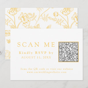 Invitation Elegant Gold Chinoiserie QR Code Mariage RSVP