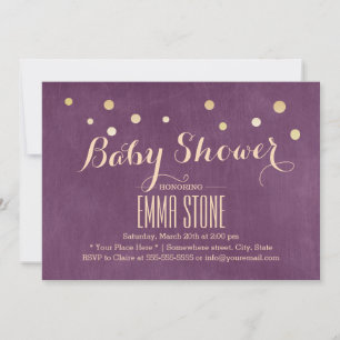 Invitation Elégant Gold Confetti Dots Baby shower moderne
