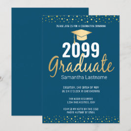 Invitation Élégant Gold Confetti Graduate Class de 2022