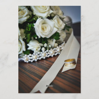 Invitation Elegant Gold Diamond Ring Pearl Bouquet Wedding In
