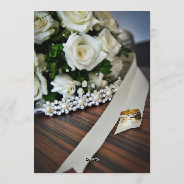 Invitation Elegant Gold Diamond Ring Pearl Bouquet Wedding In (Dos)