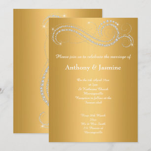 INVITATION ÉLÉGANT GOLD DIAMOND SWIRL MARIAGE