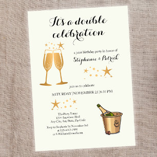 Invitation Elégant Gold Double Célébration Anniversaire conjo
