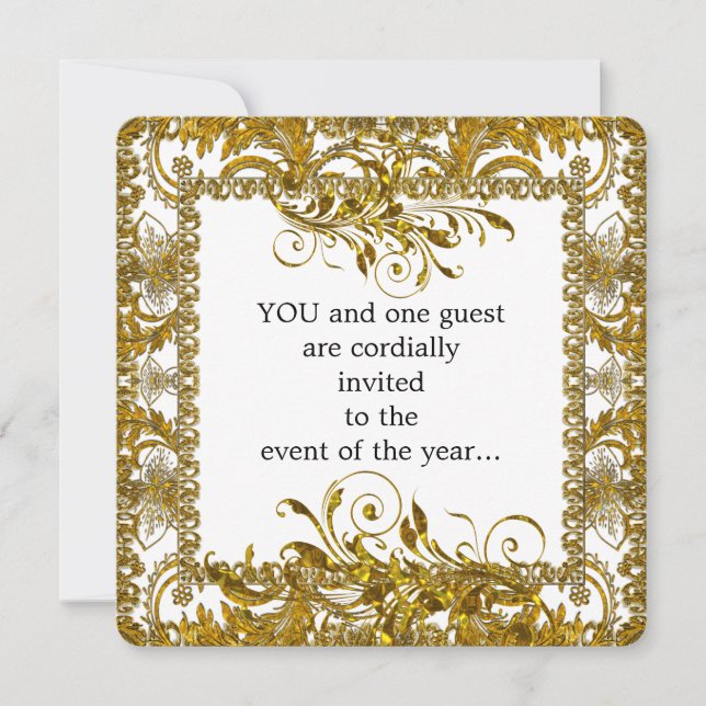Invitation Elégant Gold et White Round Edge (Devant)
